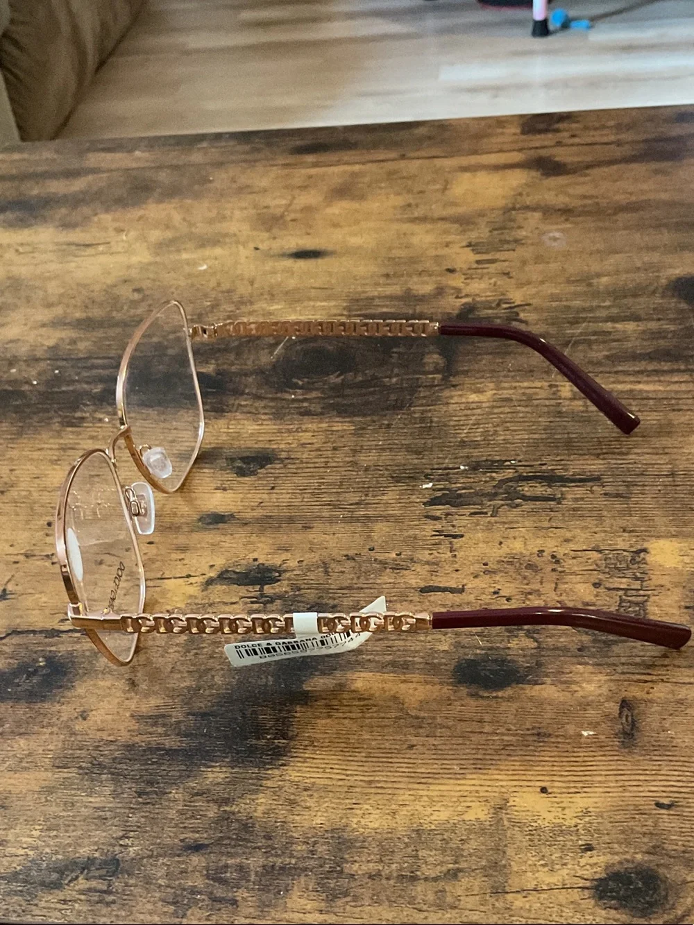 Dolce & Gabbana Women's Rose Gold and Burgundy Metal Frame Glasses